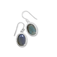Elegant Labradorite Earrings w/CZ Edge